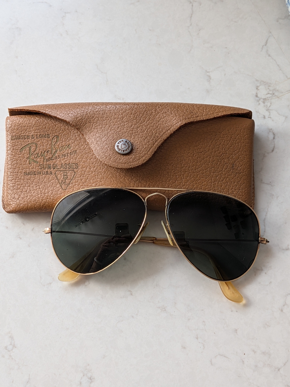 VNTG 1950s Ray-Ban B&L 1/10 12K GF Aviators—RCAF Jet Pilot Owned